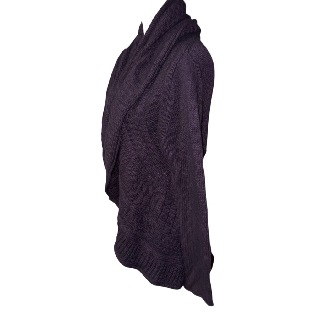 Autumn Cashmere Deep Purple Open Front Draped Cardigan Sweater Sz Medium - Picture 3 of 9